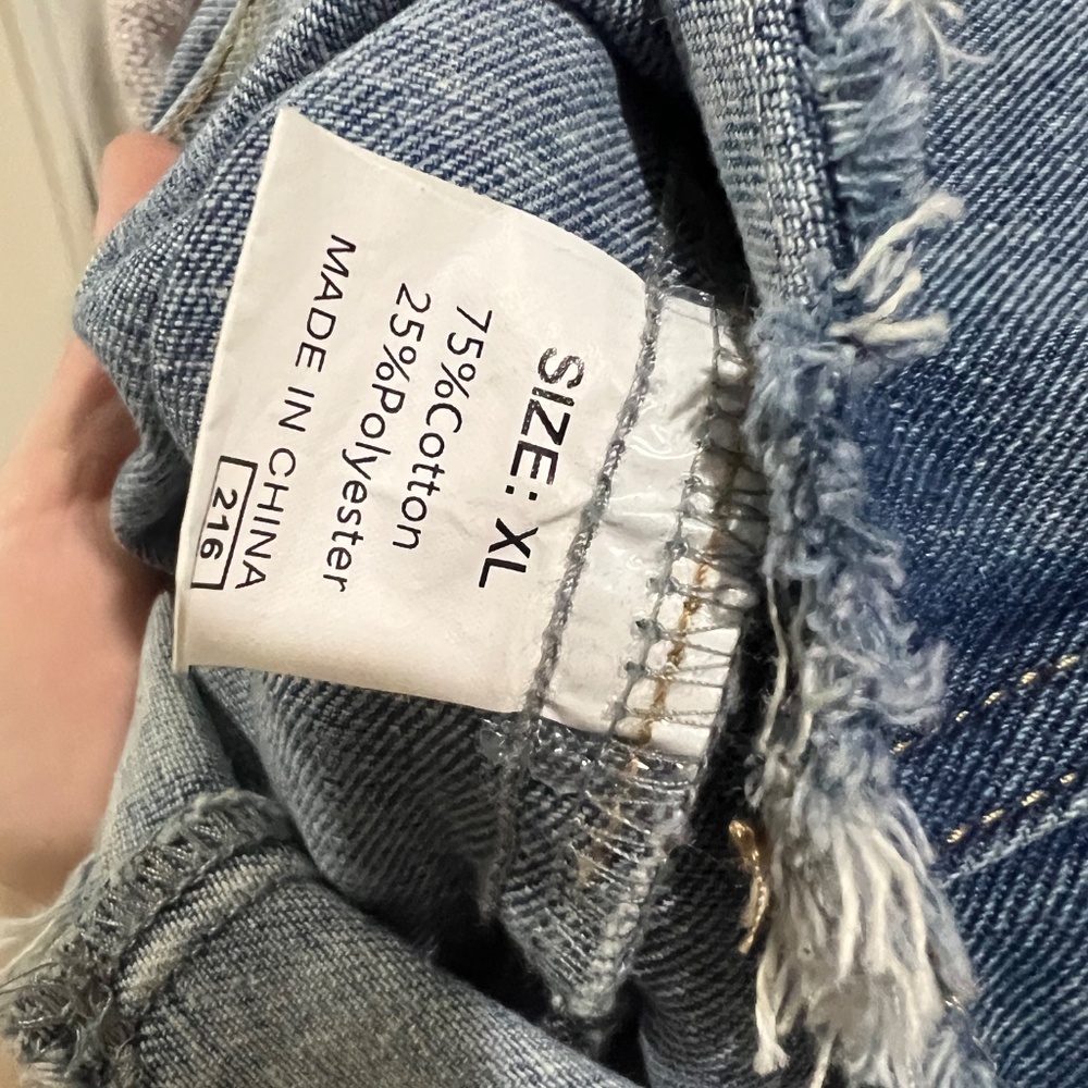 Aztec print knit sleeved denim jacket hoodie boho size xl - Picture 5 of 6